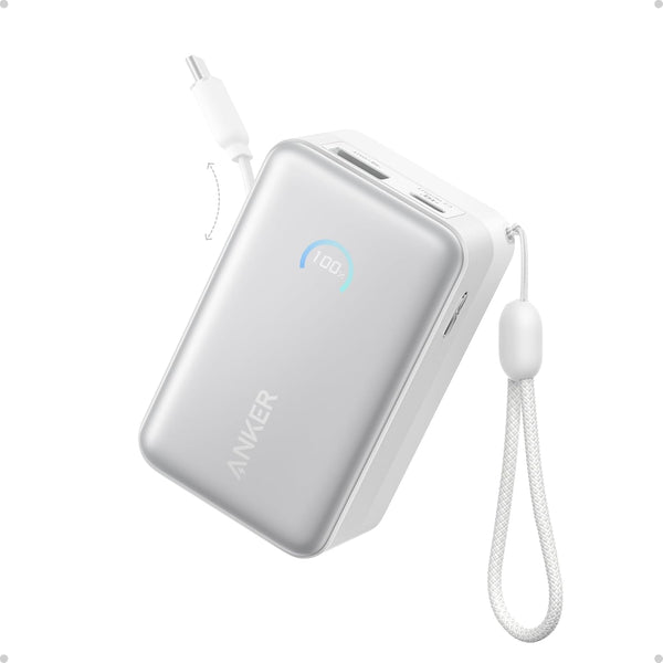 Anker Nano Power Bank (10K, 45W, BuiltIn Retractable USB-C Cable) White