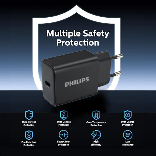 Philips GaN wall charger USB-C 30W - With cable Philips GaN wall charger USB-C 30W - With cable