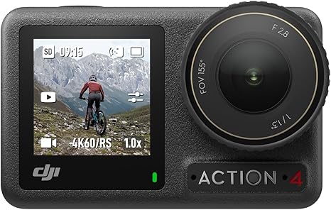 DJI Osmo Action 4 Standard Combo, 4K/120fps Waterproof Action Camera with a 1/1.3-Inch Sensor, Stunning Low-Light Imaging,10-bit & D-Log M Color Performance, Long-Lasting 160 Mins, Outdoor Camera