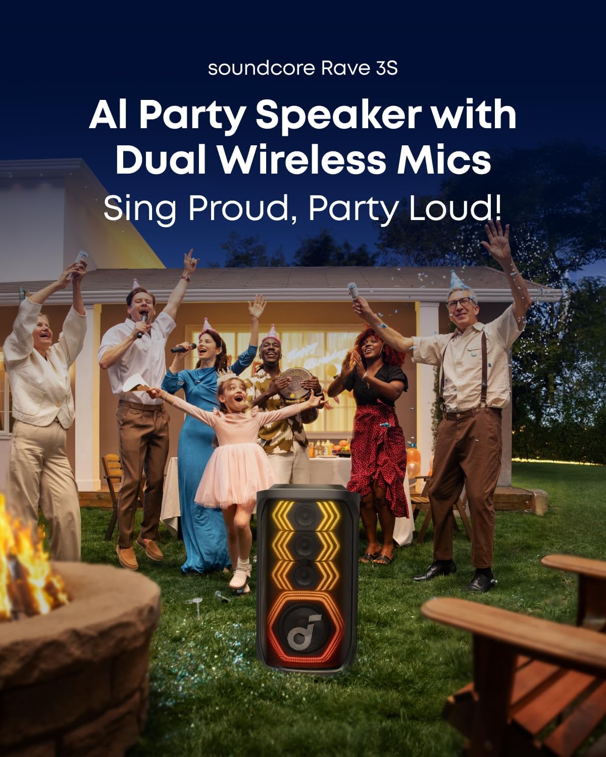 Anker soundcore Rave 3S , AI Party Speaker with 2 Wireless Microphones Anker soundcore Rave 3S , AI Party Speaker with 2 Wireless Microphones