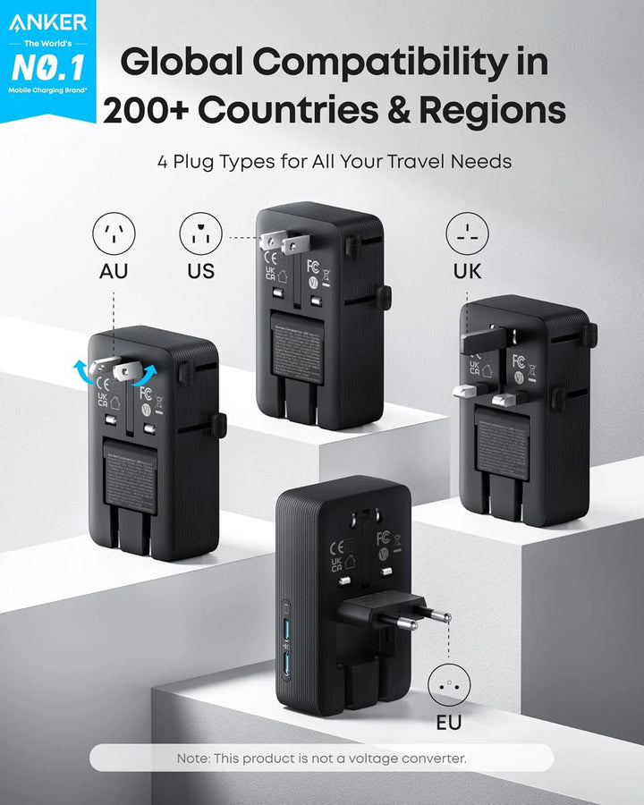 Anker Nano Travel Adapter (5-in-1, 20W, 1-Pack) – Golden Connector