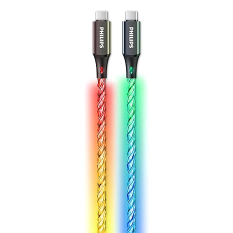 Philips DLC5130C 60W PD USB C Cable 3.3ft RGB Breathing Light