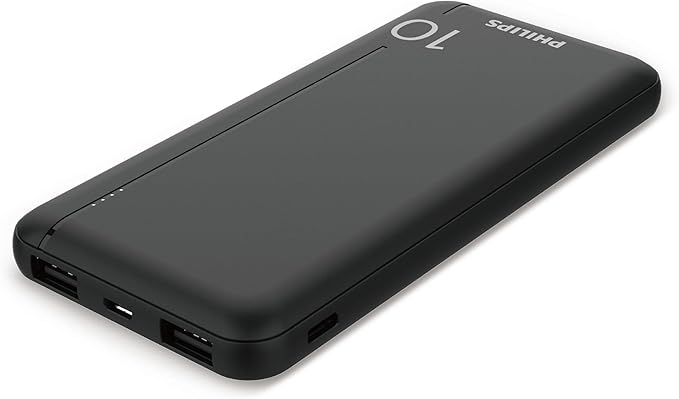 Philips 10000mAh 20W Power Bank with PD & QC3.0, USB-A & Type-C Ports (Black)