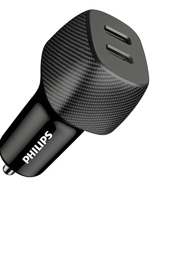 Philips 60W Dual Port USB-C Car Charger,20V Universal Car Charger, without cable