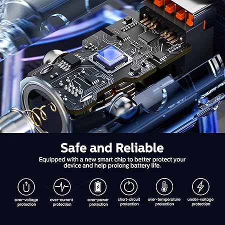 Philips 60W Dual Port USB-C Car Charger,20V Universal Car Charger, without cable Philips 60W Dual Port USB-C Car Charger,20V Universal Car Charger, without cable