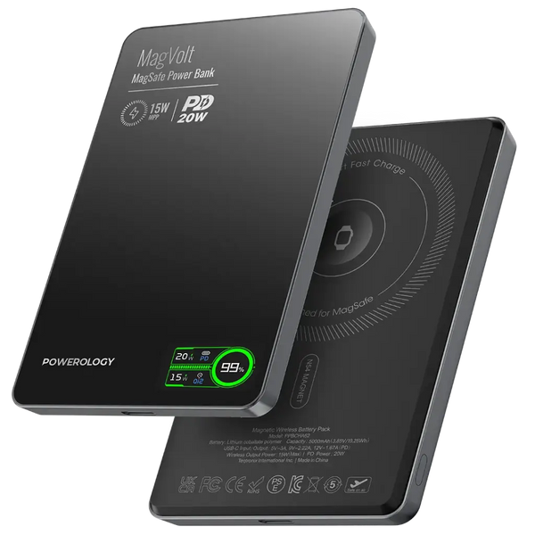 Powerology MagVolt 5000mAh Magnetic Power Bank - Black