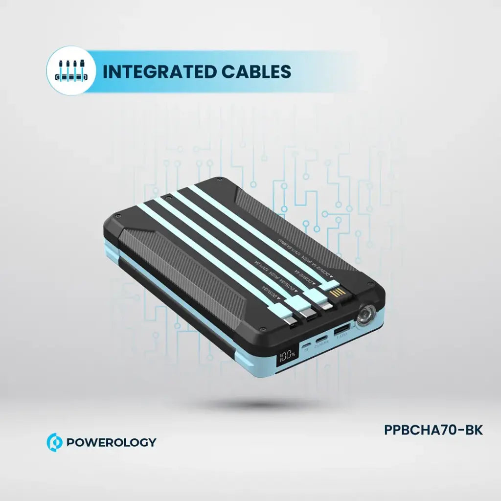 Powerology 16000mAh Solar Multi-Cable Power Bank PP070 Powerology 16000mAh Solar Multi-Cable Power Bank PP070