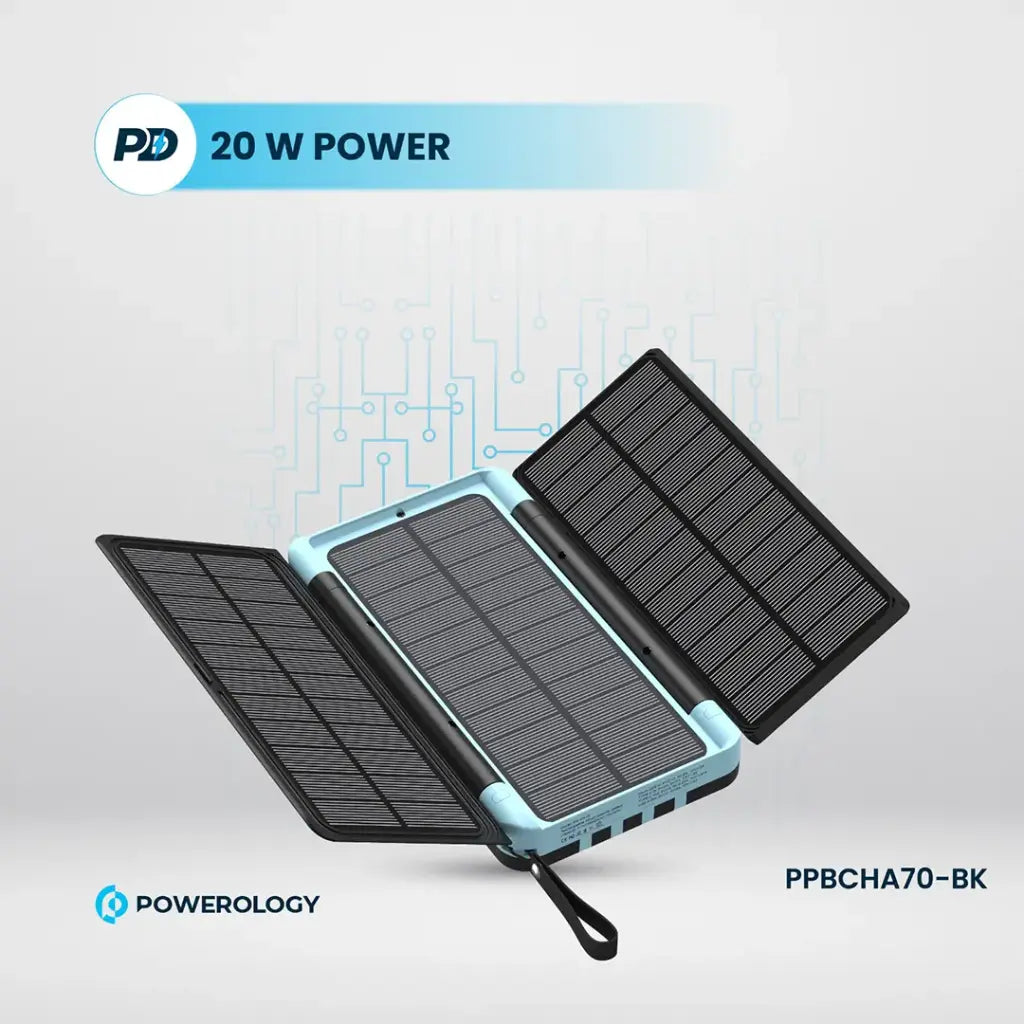 Powerology 16000mAh Solar Multi-Cable Power Bank PP070 Powerology 16000mAh Solar Multi-Cable Power Bank PP070