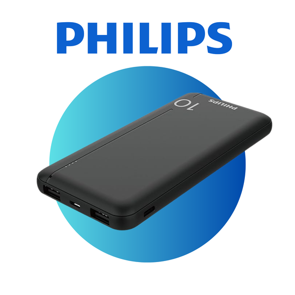 Philips  10000mAh 20W Power Bank with PD & QC3.0, USB-A & Type-C Ports (Black)