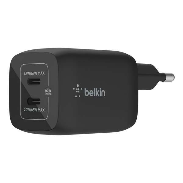 Belkin  65W Dual  USB-C PD  GaN  with PPS Black