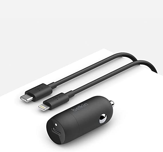 Belkin  20W PD Car Charger + Lightning to USB-C Cable