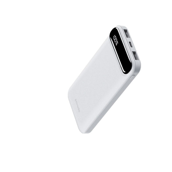 Porodo Power Bank 10000mAh with USB-A to USB-C Cable 30CM - White